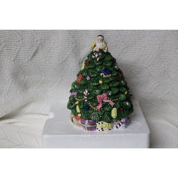 Spode Christmas Tree Hand Painted Tea Light Candle Holder W/Candle (Pre-Owned) - Picture 1 of 4